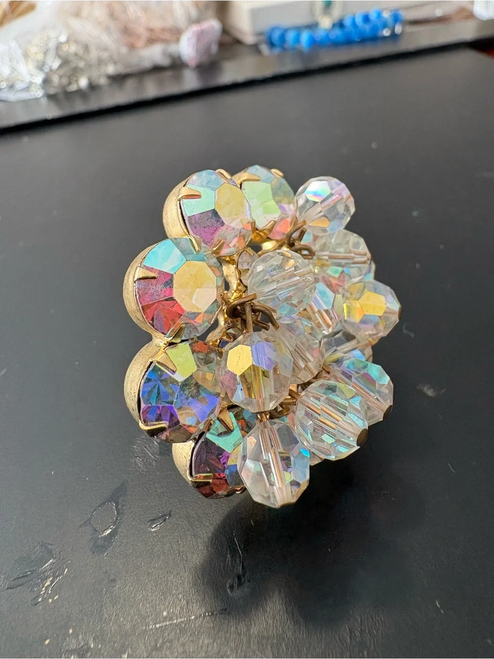 Vintage AB Crystal Brooch and Earrings Juliana D & E